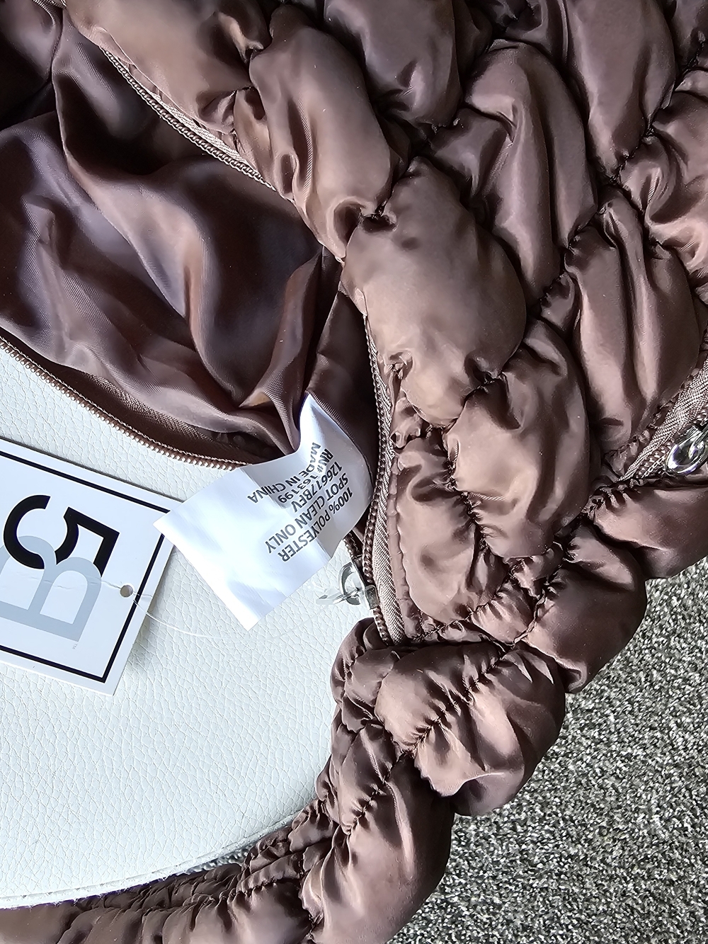 Quilted Crescent Shoulder Bag in Chocolate Brown - Picture 9 of 10